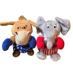 Plush Patriotic Boxing figures Donkey Elephant